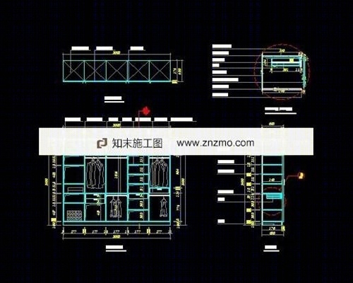 主卧衣柜详图cad施工图下载【ID:36941937】