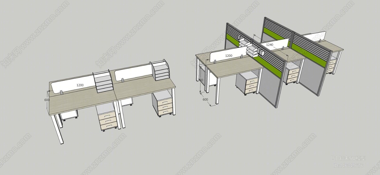 现代办公家具SU模型下载【ID:146849676】