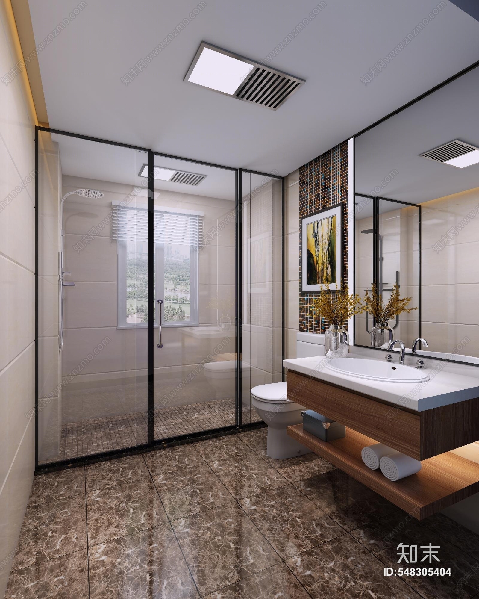 现代卫生间模型3D模型下载【ID:548305404】