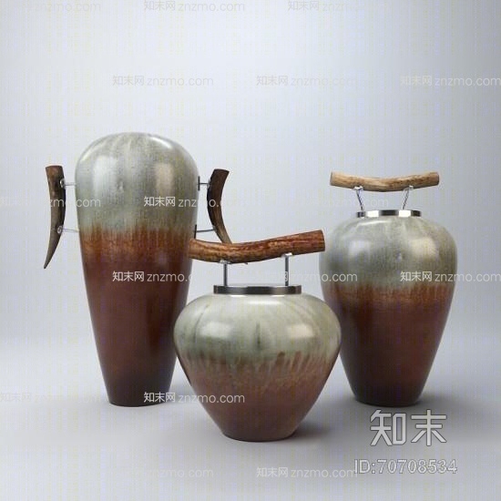 棕色陶艺罐子3D模型下载【ID:70708534】