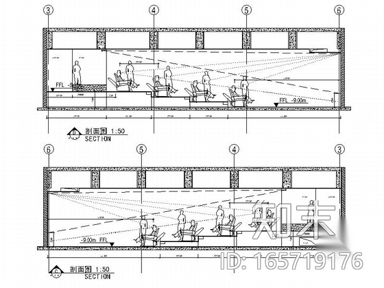 [北京]某五星级酒店电影院室内装修施工图cad施工图下载【ID:165719176】