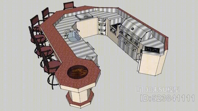 烧烤岛SU模型下载【ID:523841111】