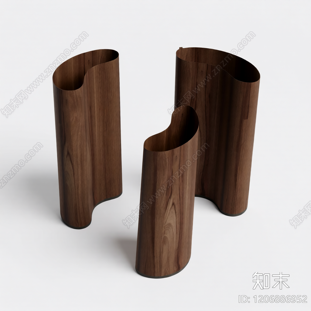 木质曲面装饰构件3D模型下载【ID:1206886952】