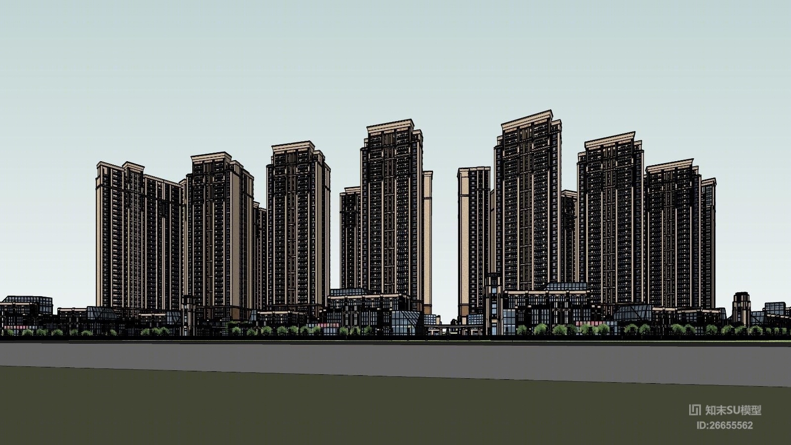 新古典住宅SU模型下载【ID:26655562】