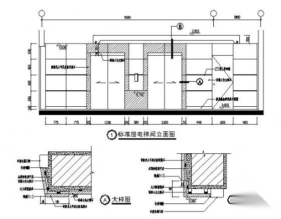 病房大楼标准层电梯间建筑方案图cad施工图下载【ID:151594101】