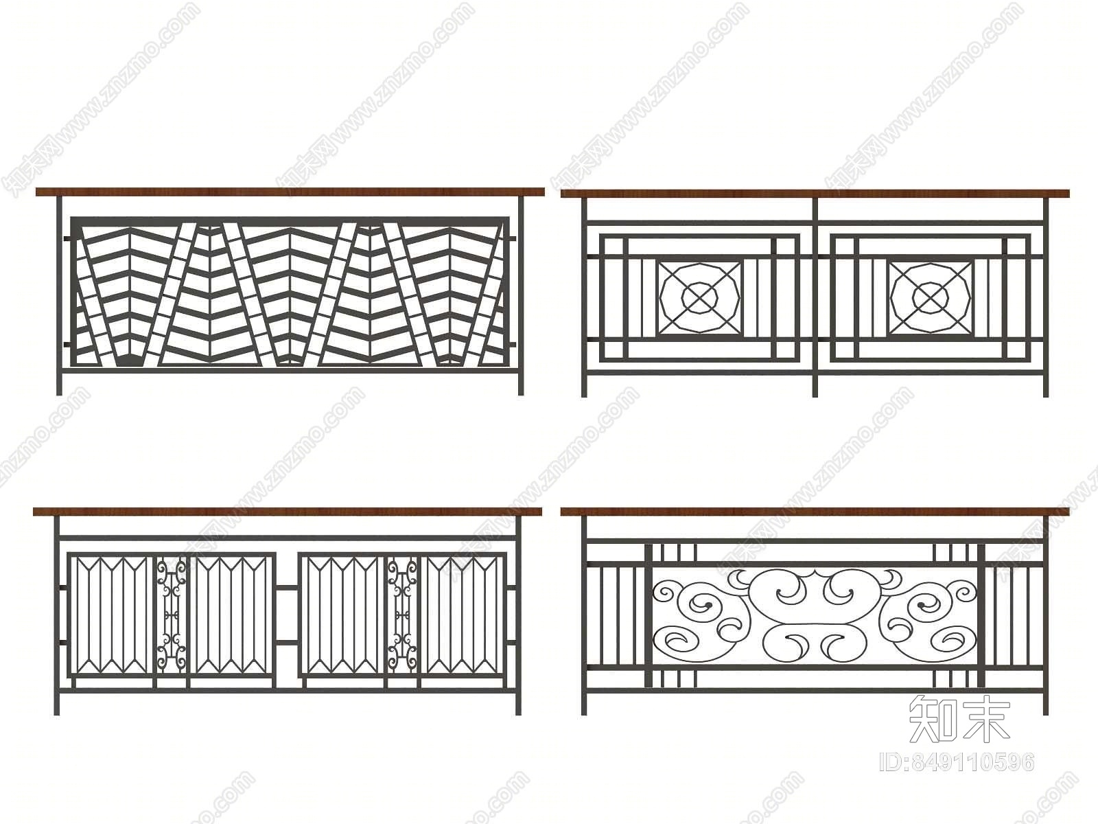简欧欧式铁艺护栏栏杆3D模型下载【ID:849110596】