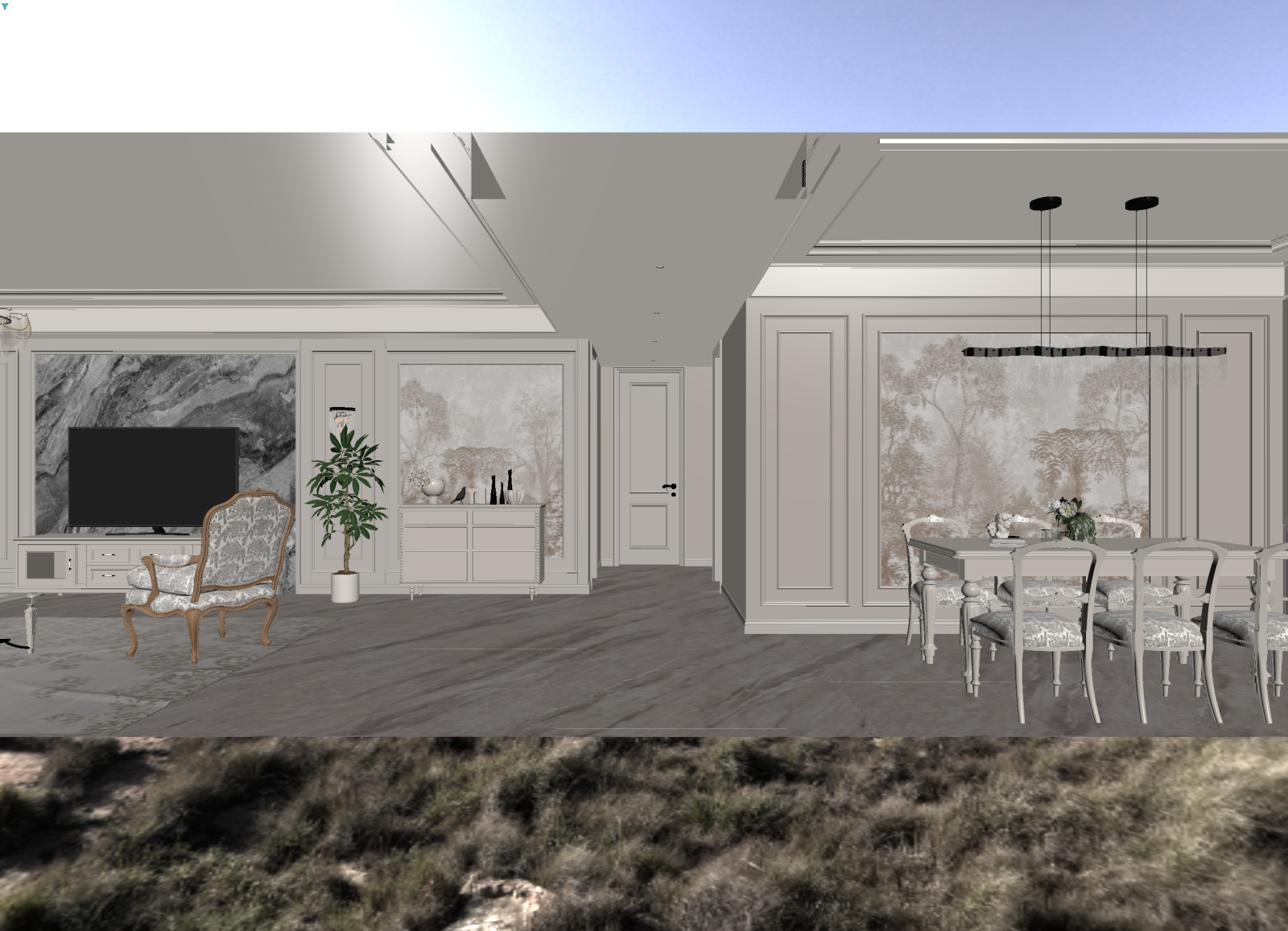 美式客餐厅3D模型下载【ID:1214659808】