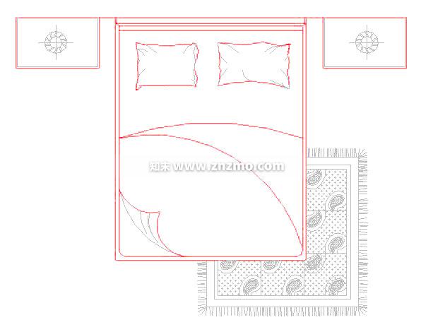 双人床cad施工图下载【ID:179358133】