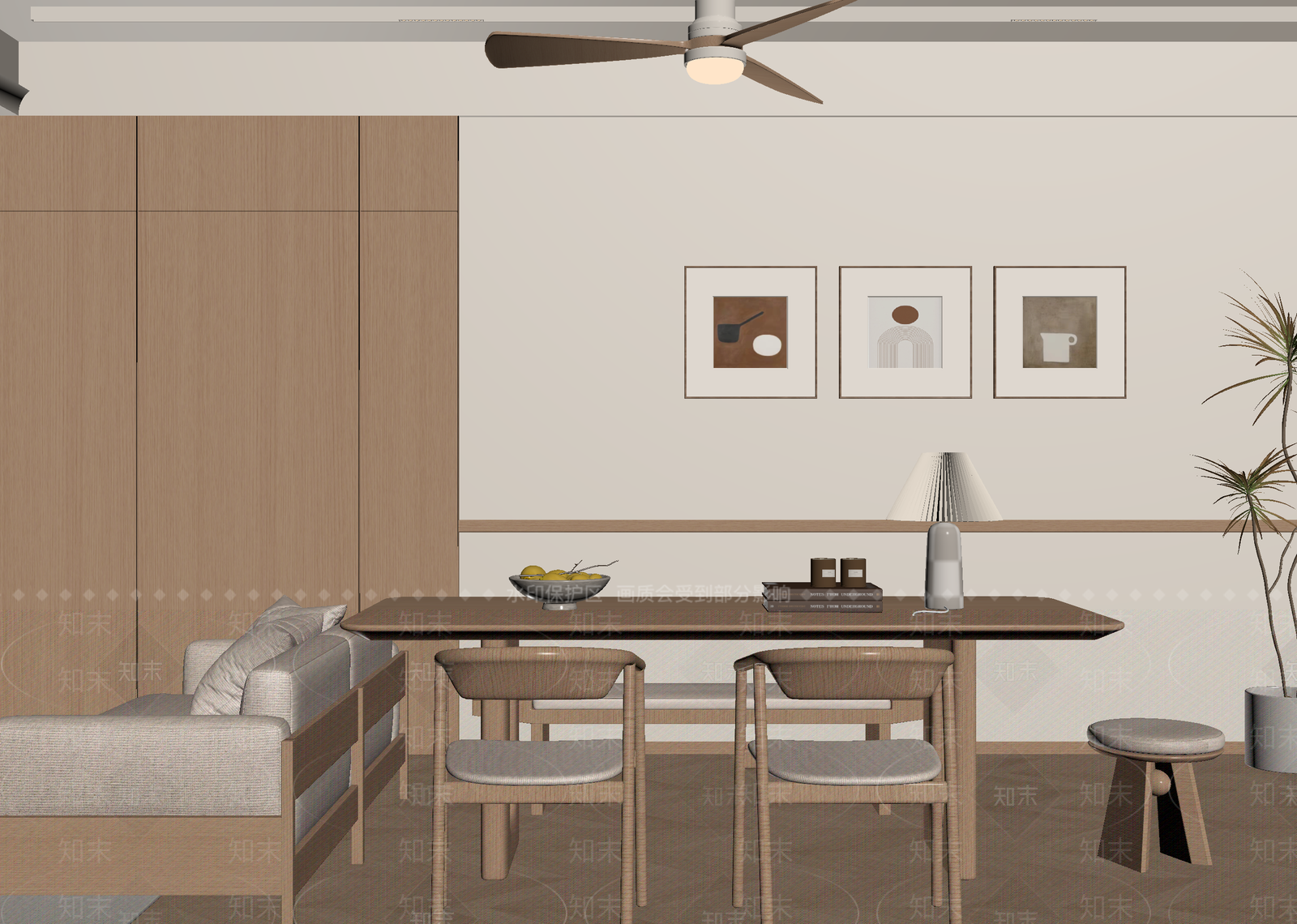 原木家居餐厅3D模型下载【ID:1214693295】