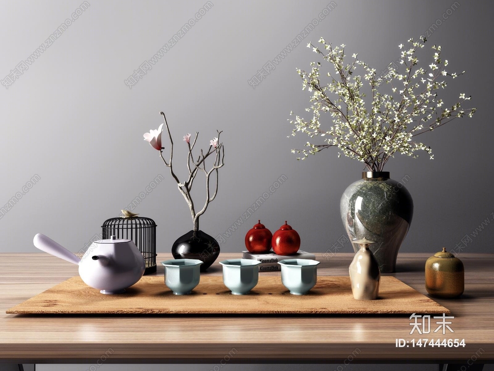 新中式茶具3D模型下载【ID:147444654】