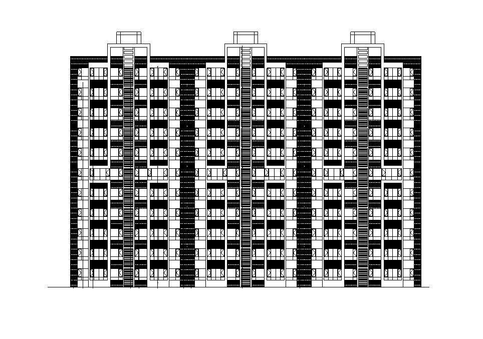 [宁夏]九层一梯三户塔式剪力墙住宅建筑施工图（含全专...cad施工图下载【ID:149777149】