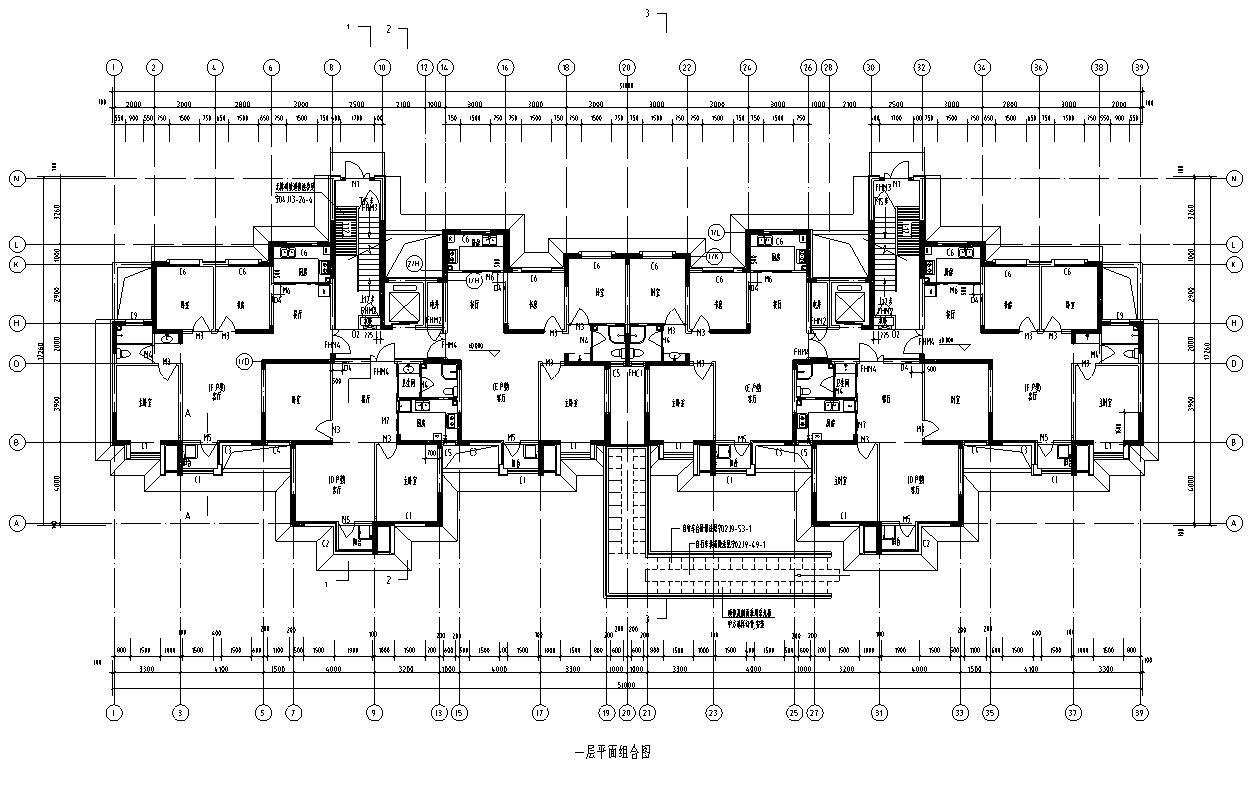 [宁夏]九层一梯三户塔式剪力墙住宅建筑施工图（含全专...cad施工图下载【ID:149777149】