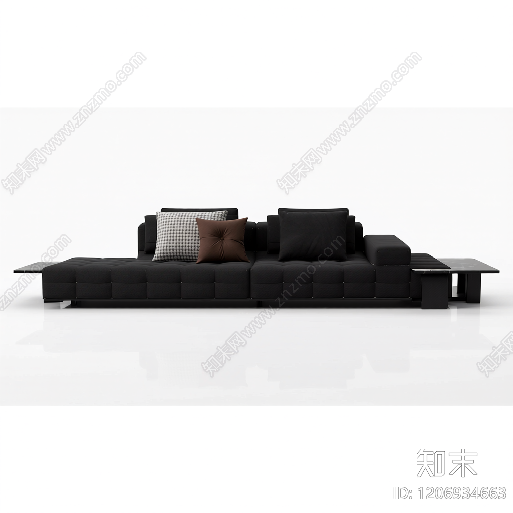 黑色模块化沙发组合3D模型下载【ID:1206934663】