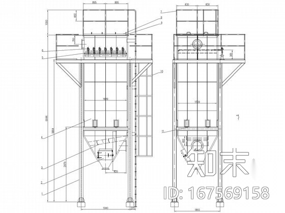 袋滤除尘器全套图纸cad施工图下载【ID:167569158】