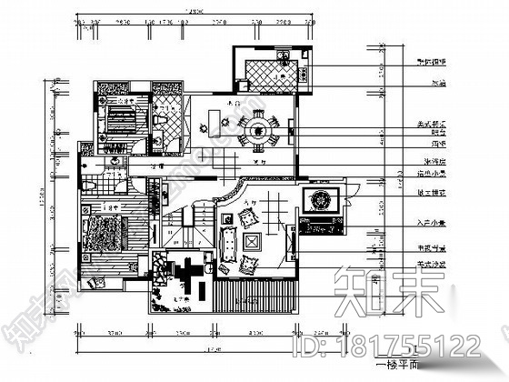 [江西]美式复式楼样板间施工图（含效果）cad施工图下载【ID:181755122】