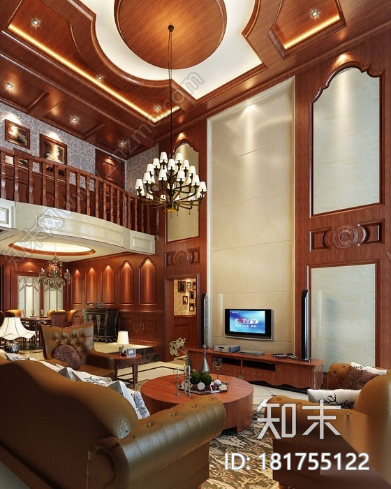 [江西]美式复式楼样板间施工图（含效果）cad施工图下载【ID:181755122】