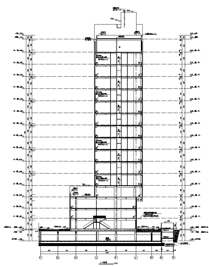 [宁夏]高层塔式住宅建筑施工图（含酒店、商业全专业图...施工图下载【ID:150004169】