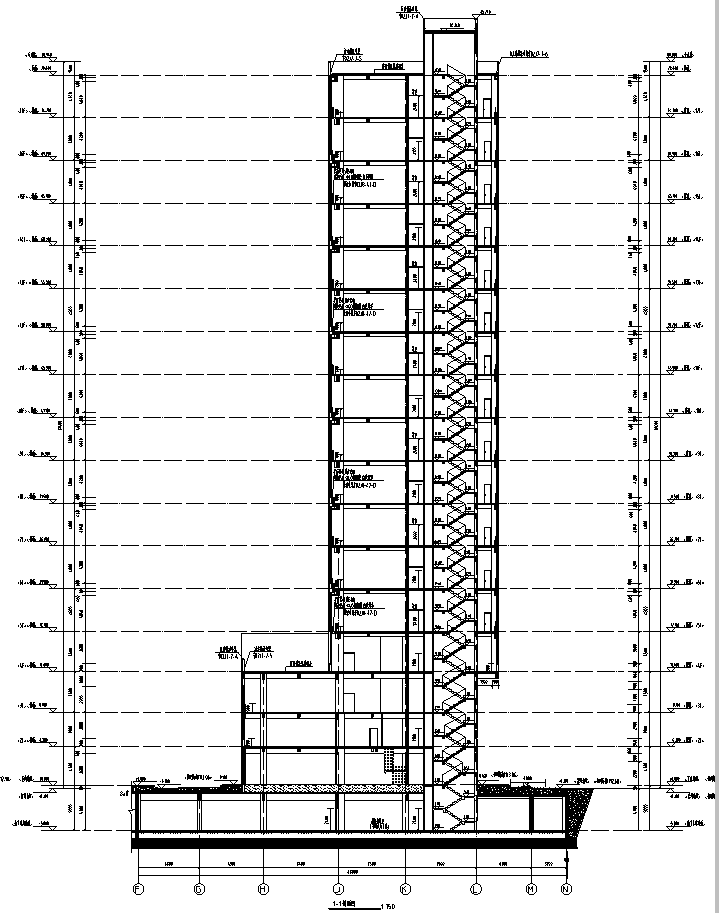 [宁夏]高层塔式住宅建筑施工图（含酒店、商业全专业图...施工图下载【ID:150004169】