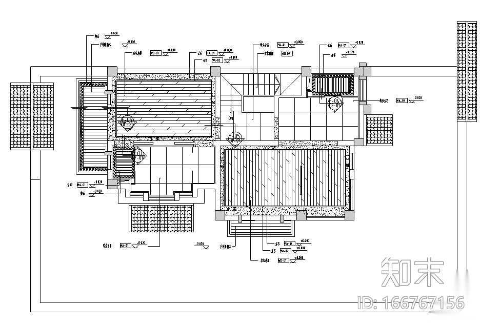 云南大理王宫别院样板间设计施工图（附物料表、效果图）cad施工图下载【ID:166767156】