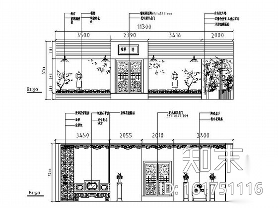 118平方中国风旗袍服装店室内装修图cad施工图下载【ID:161751116】