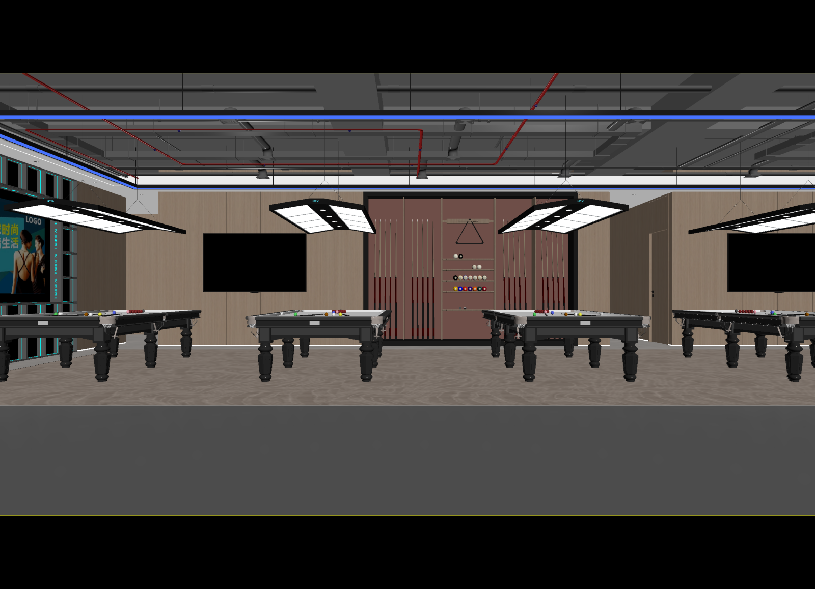 现代台球室3D模型下载【ID:1214380419】