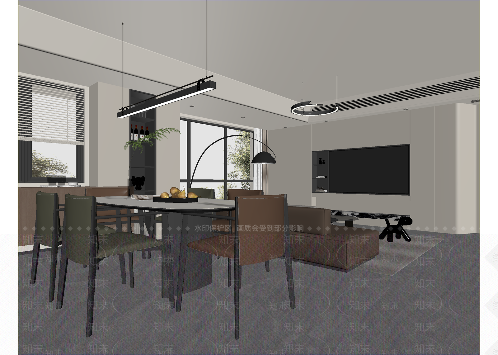 现代客餐厅3D模型下载【ID:1215096497】