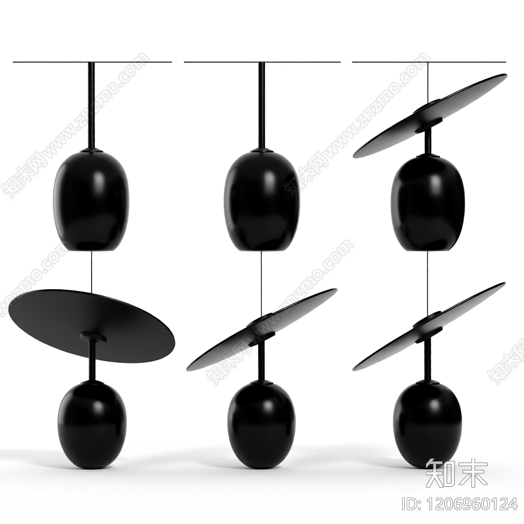 黑色球形吊灯3D模型下载【ID:1206960124】