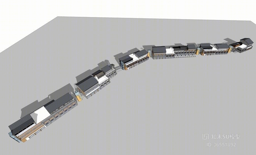 新中式商业街SU模型下载【ID:36551892】
