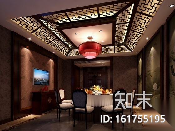 [长沙]某中式风格特色酒楼室内装修施工图（含效果）cad施工图下载【ID:161755195】
