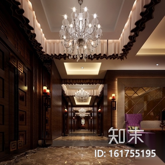 [长沙]某中式风格特色酒楼室内装修施工图（含效果）cad施工图下载【ID:161755195】