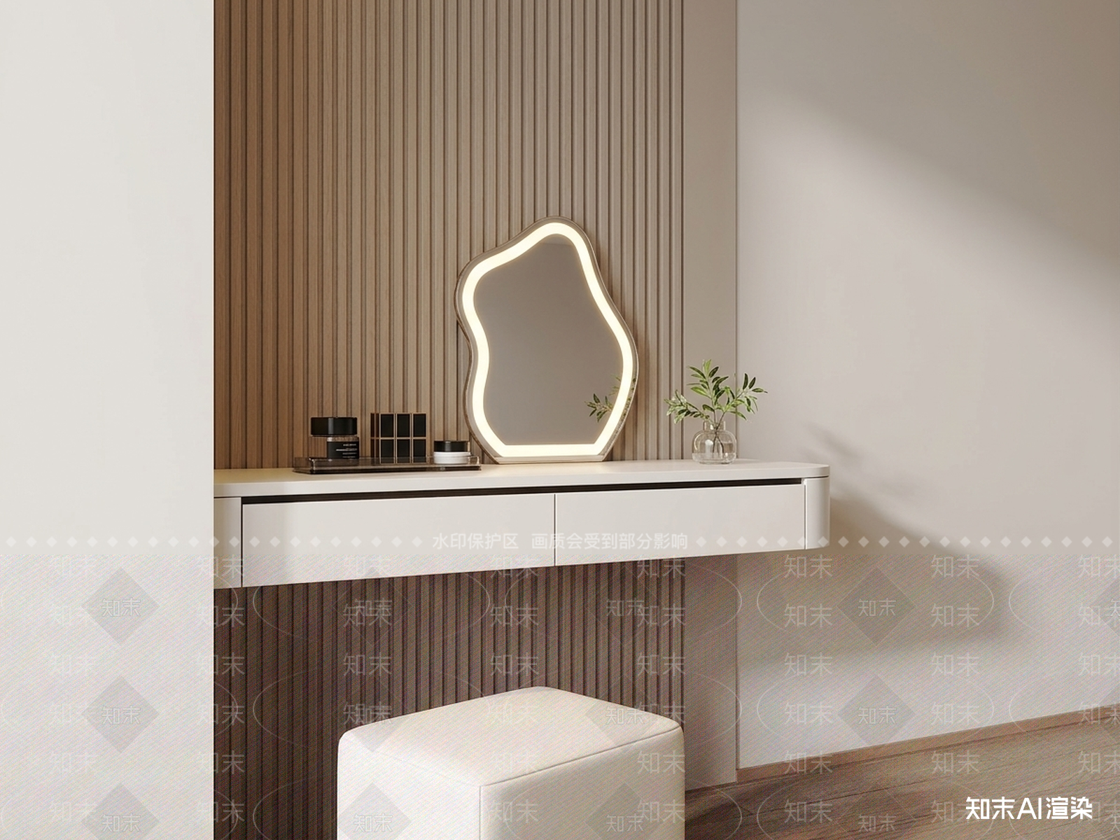 白色梳妆台梳妆台3D模型下载【ID:1227462541】