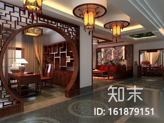 某精品特色三层中式别墅装修图（含效果）施工图下载【ID:161879151】