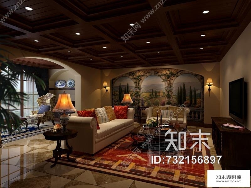 晋愉地产盛世融城4号楼B2-1美式别墅样板房CAD施工图施工图下载【ID:732156897】