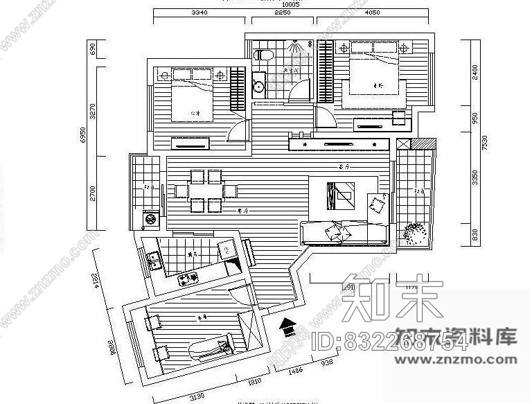 图块/节点四种不同户型平面布置图cad施工图下载【ID:832268754】