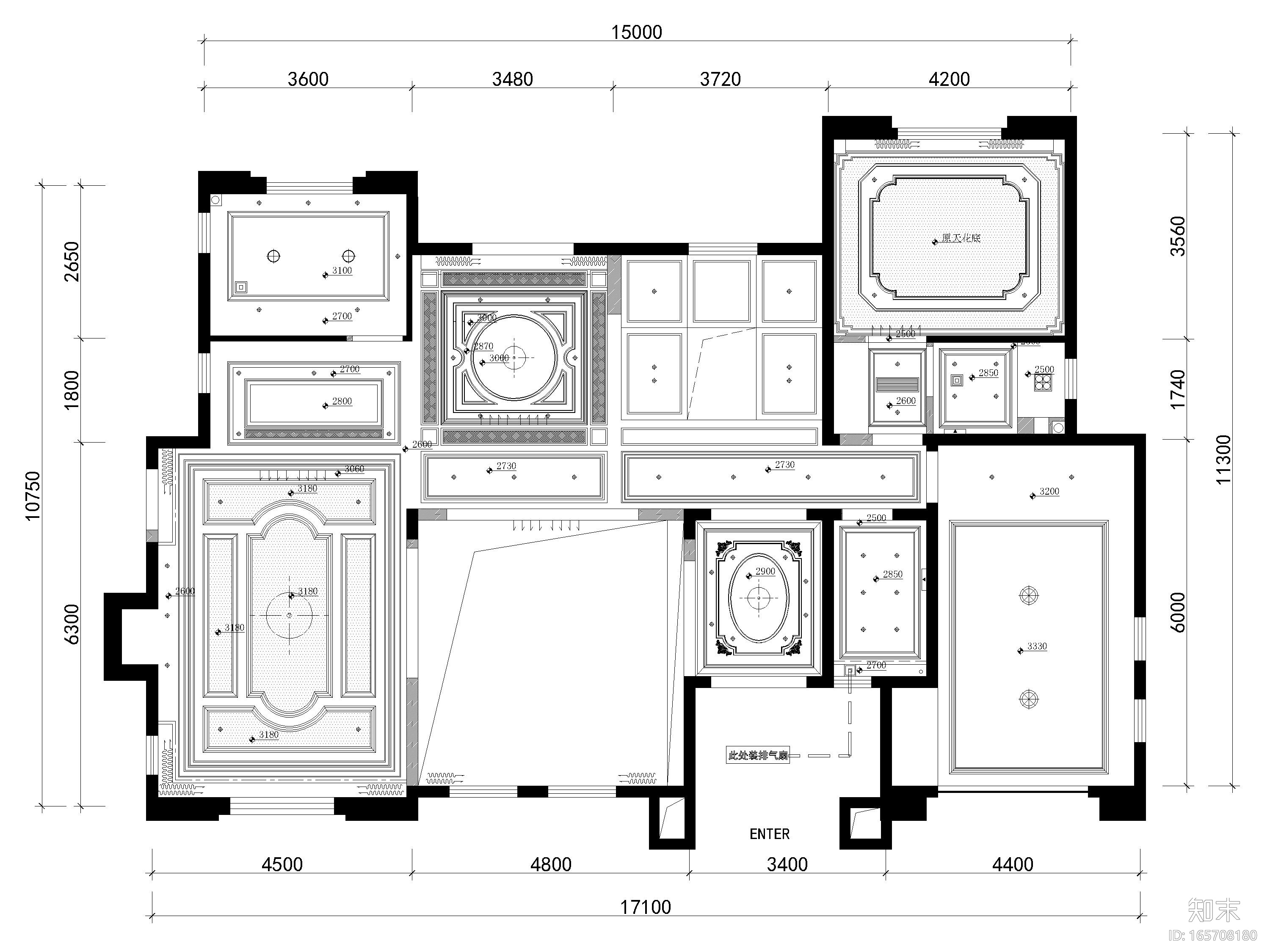 [重庆]563㎡法式五居室别墅豪宅全套施工图cad施工图下载【ID:165708180】