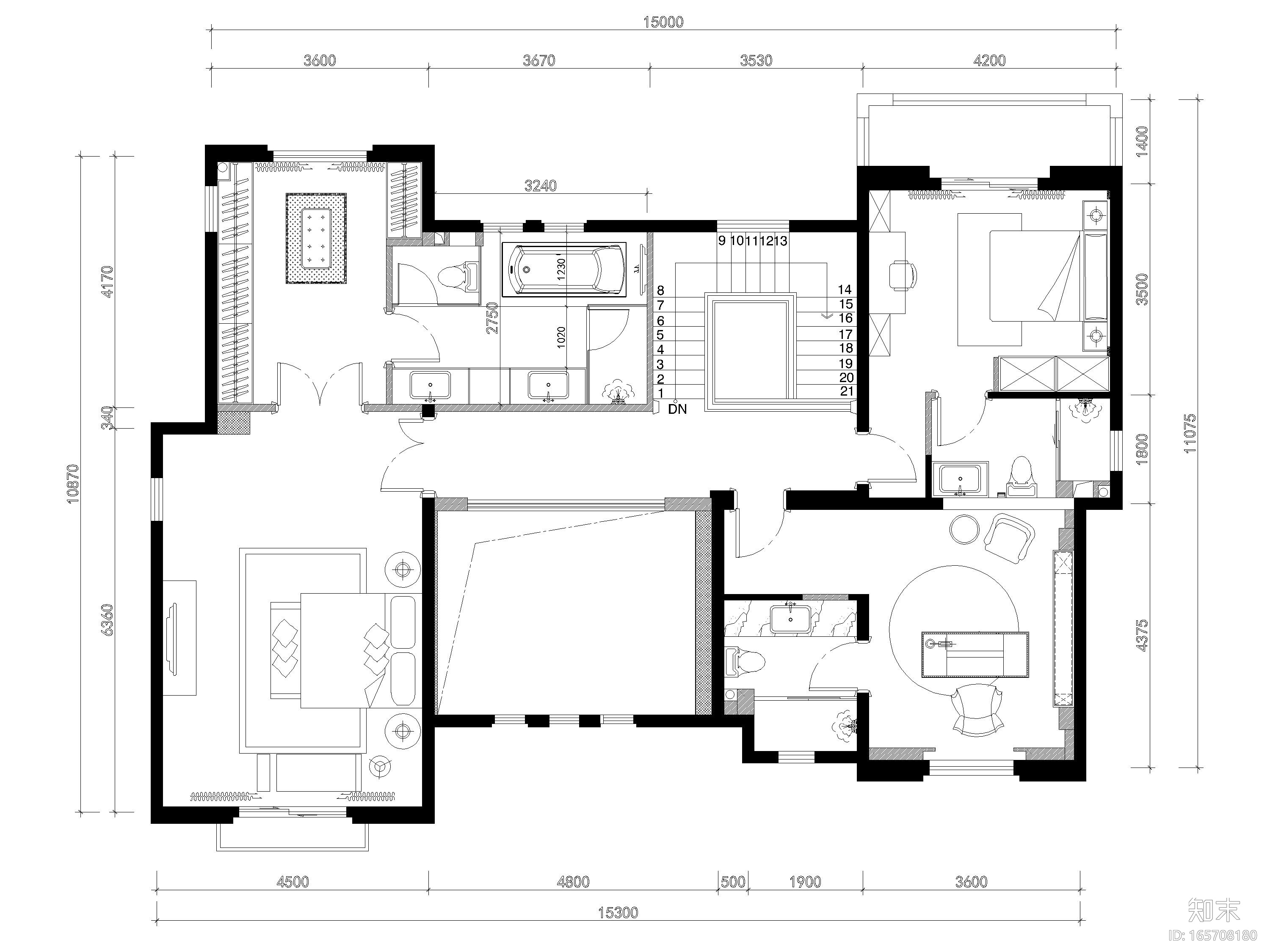 [重庆]563㎡法式五居室别墅豪宅全套施工图cad施工图下载【ID:165708180】