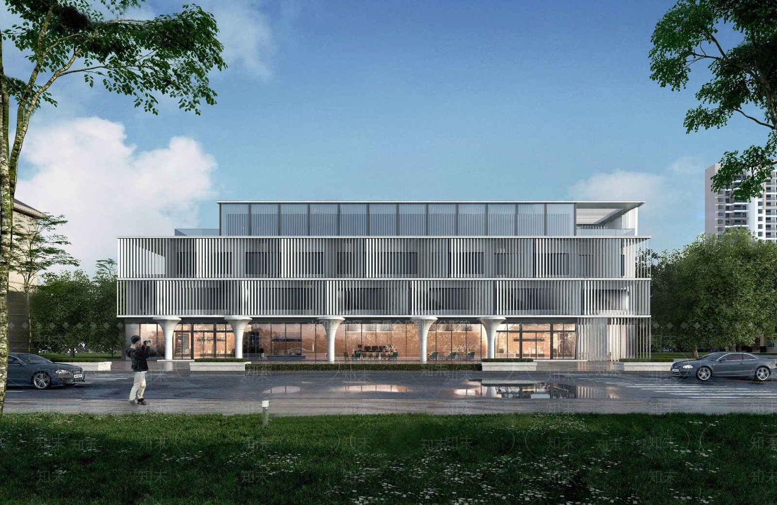 现代商业楼盘建筑外观3D模型下载【ID:1101319226】