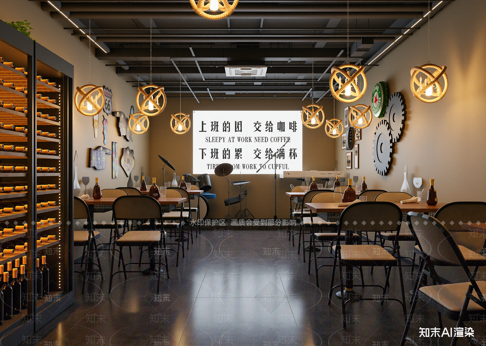 工业咖啡厅3D模型下载【ID:1214956895】