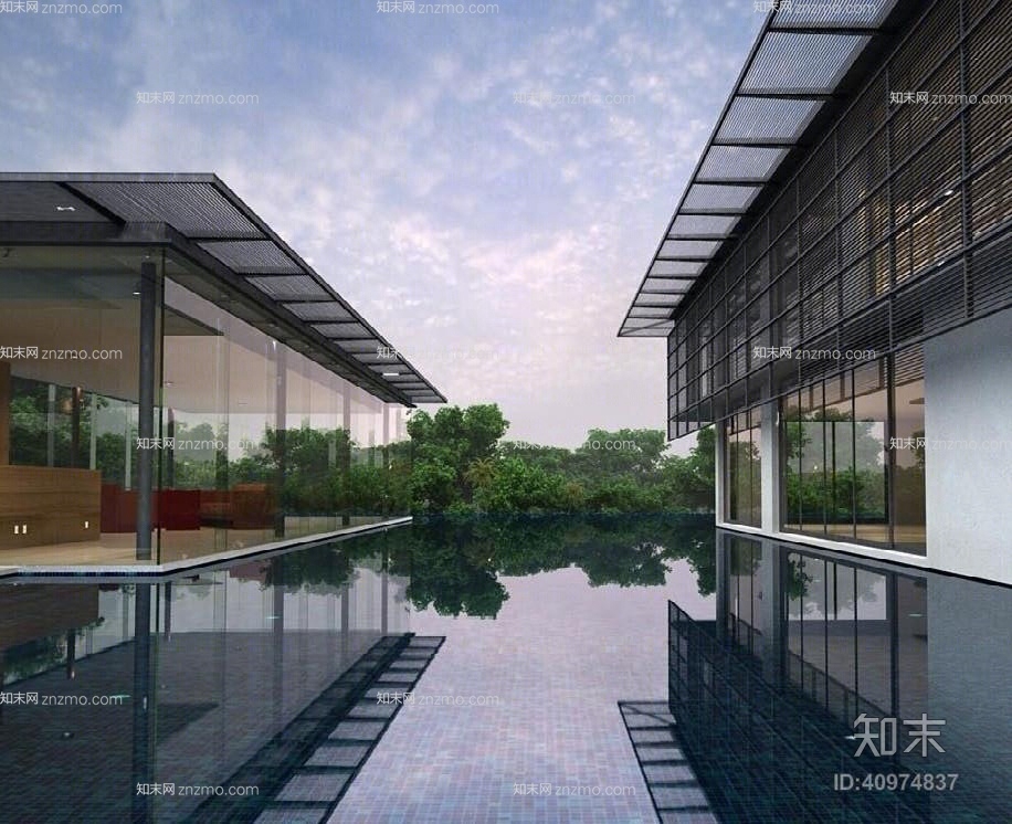 现代酒店中庭3D模型下载【ID:40974837】