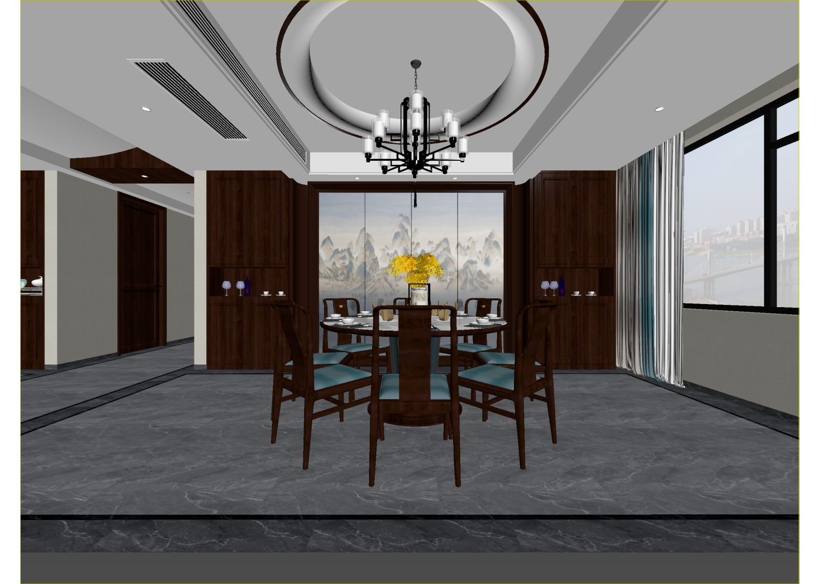 新中式包厢3D模型下载【ID:1214617449】