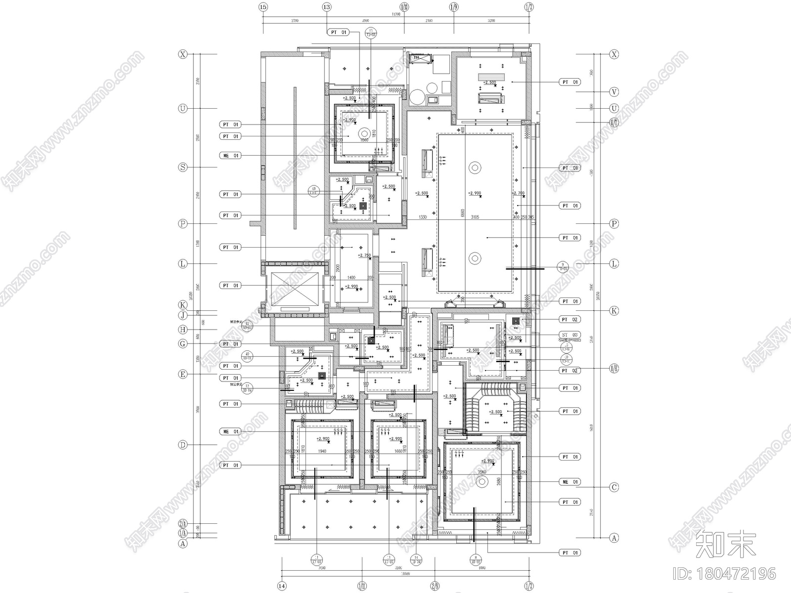 [杭州]188㎡三居室大平层样板间装修施工图cad施工图下载【ID:180472196】