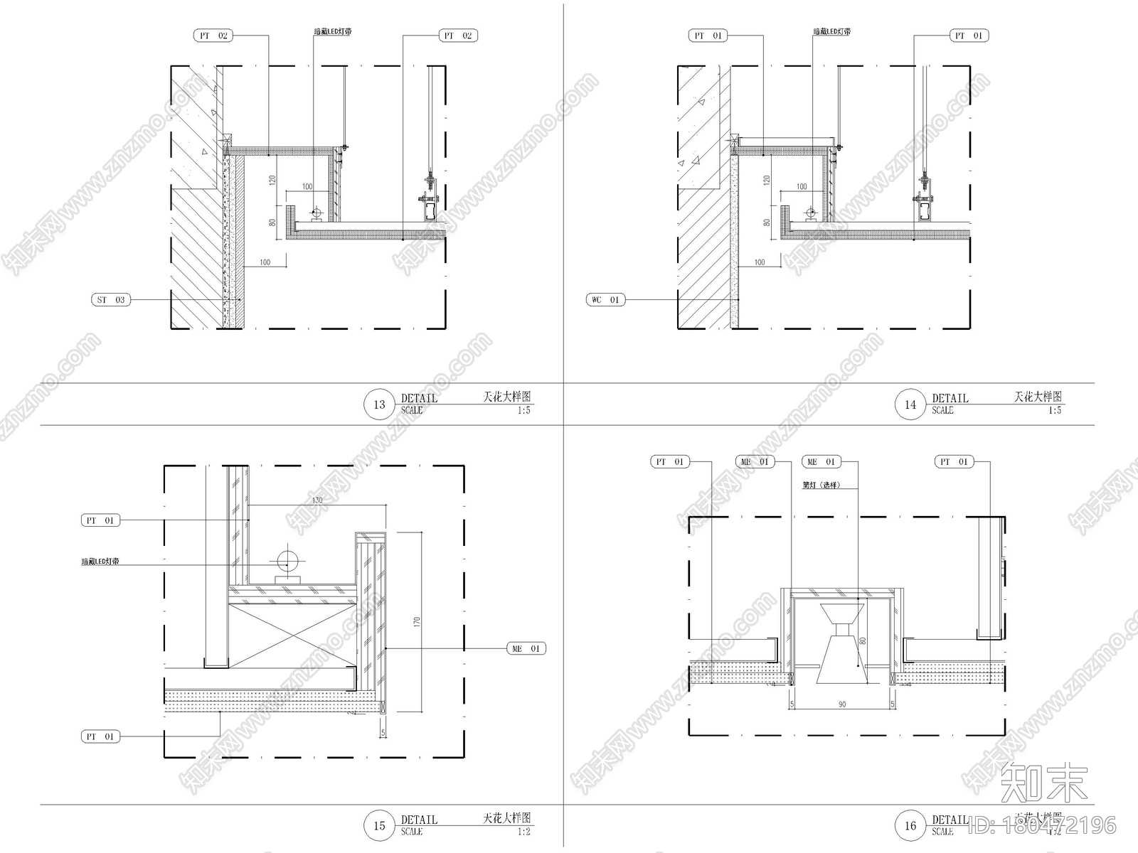 [杭州]188㎡三居室大平层样板间装修施工图cad施工图下载【ID:180472196】