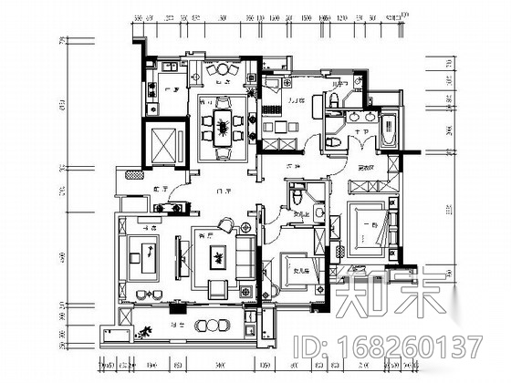 [昆山]别致小清新样板房施工图（含效果图）cad施工图下载【ID:168260137】