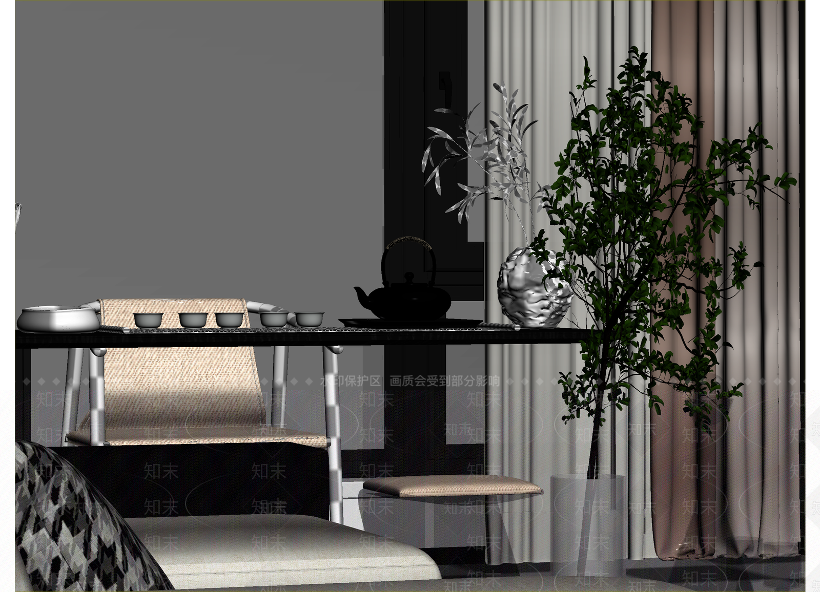 现代茶室3D模型下载【ID:1214737871】