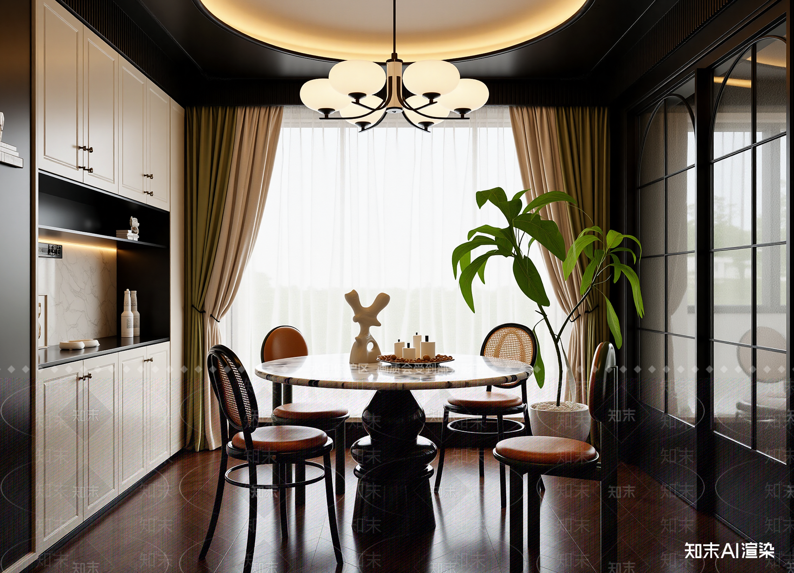 法式家居餐厅3D模型下载【ID:1215000699】
