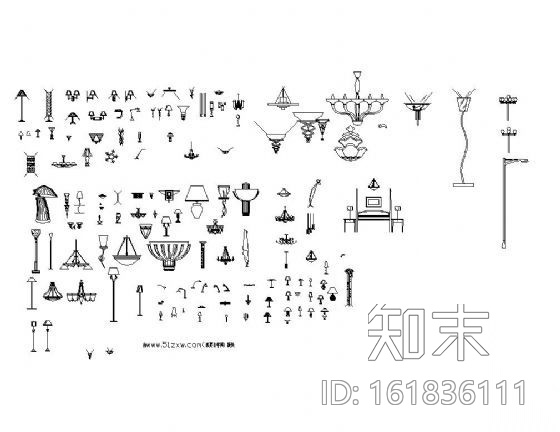 室内灯具图块集cad施工图下载【ID:161836111】