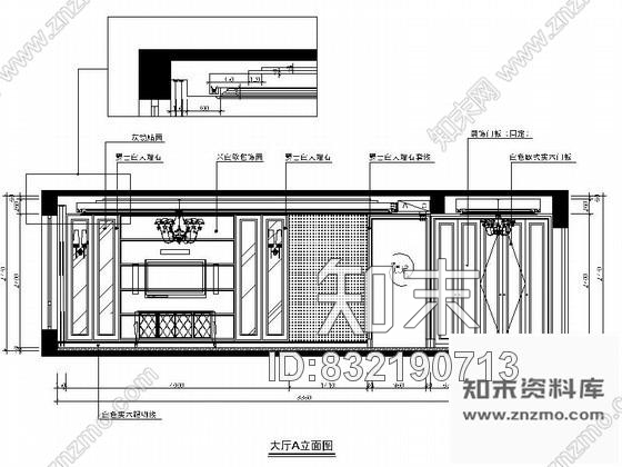 图块/节点温州某简约四居室客厅立面图cad施工图下载【ID:832190713】