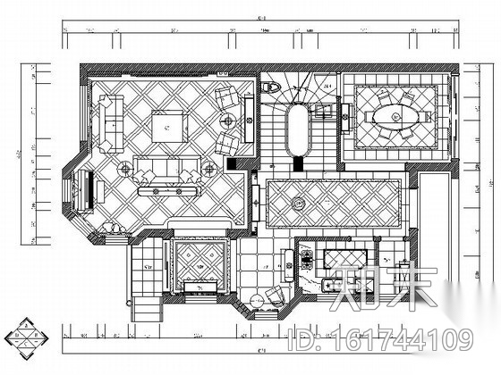 欧式古典三层别墅室内装修图cad施工图下载【ID:161744109】