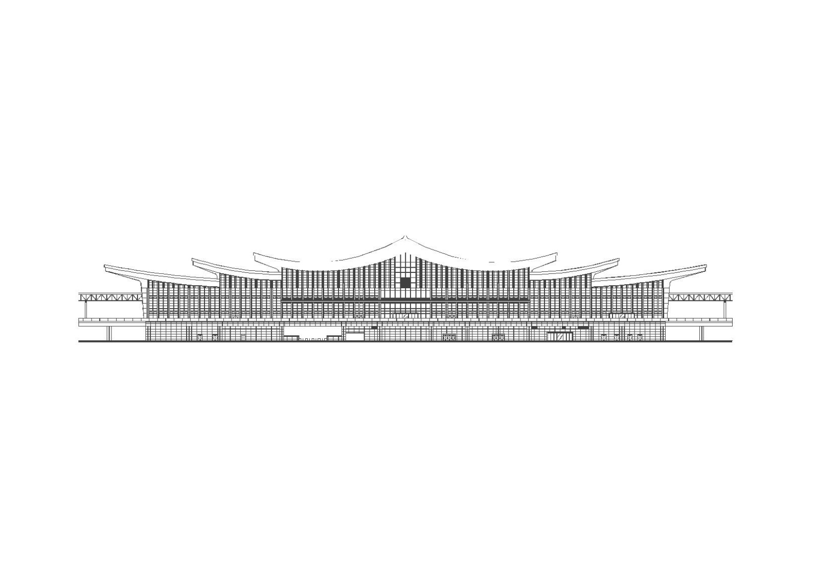 [湖南]三层古典风格市级中型火车站建筑施工图cad施工图下载【ID:160727107】