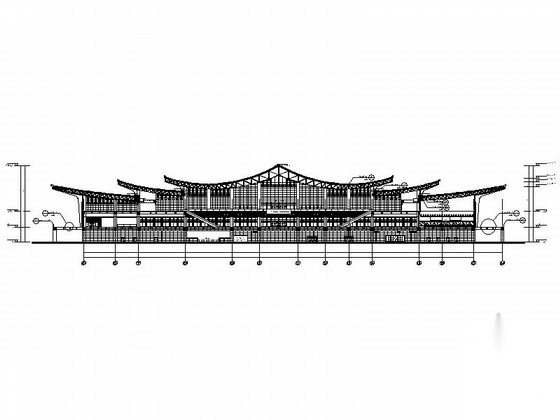 [湖南]三层古典风格市级中型火车站建筑施工图cad施工图下载【ID:160727107】